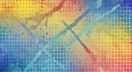 Colorful explosion of paint with geometric shapes on a black background, creating a vibrant and dynamic abstract design.