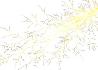 Yellow lightning bolt isolated on transparent background