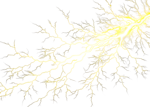 Yellow lightning bolt isolated on transparent background