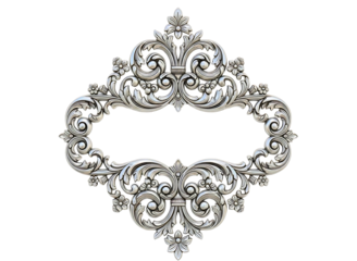Ornate scrollwork floral element isolated on transparent background