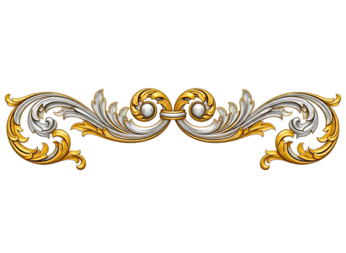 Ornate golden flourish decorative element isolated on transparent background
