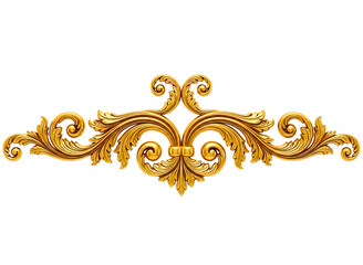 Ornate golden flourish decorative element isolated on transparent background