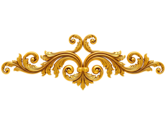 Ornate golden flourish decorative element isolated on transparent background