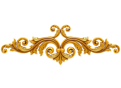 Ornate golden flourish decorative element isolated on transparent background