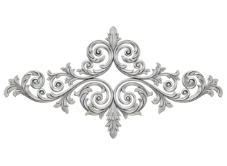 Ornate scrollwork floral element isolated on transparent background
