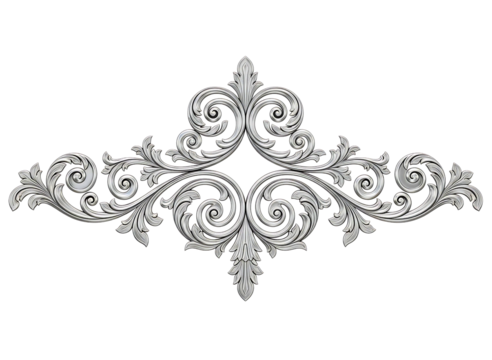 Ornate scrollwork floral element isolated on transparent background - Powered by Adobe