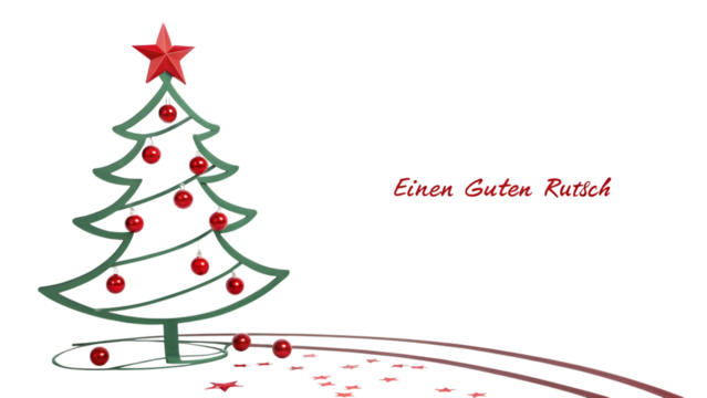 Christmas tree with ornaments and text einen guten rutsch isolated on transparent background - Powered by Adobe
