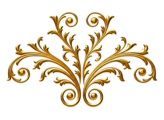 Ornate golden flourish decorative element isolated on transparent background