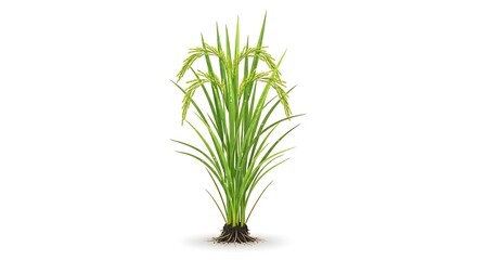Fototapeta premium Green Rice Plant in Field, Isolated, Agriculture.