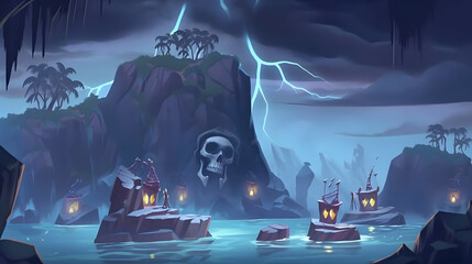 Lightning Illuminated Island