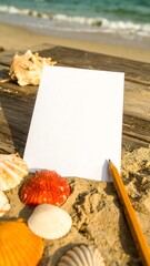 Seaside memo with pencil