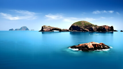 Volcanic island with underwater lava tubes