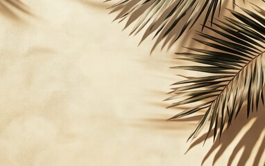 Obraz premium Tropical serenity captured in a palm leaf shadow over a textured surface
