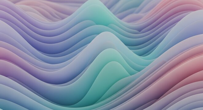 Calm and serene abstract background with colorful flowing lines creating a gentle wavy pattern in soft pastel tones