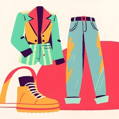 set of colorful clothes