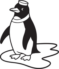 Playful Penguin Christmas Coloring Book Vector  Winter Line Art Illustration