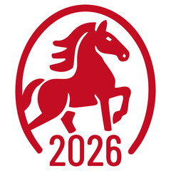 2026 horse zodiac year seal stamp, horse coat of arms, traditional style seal stamp of Chinese character for New Year