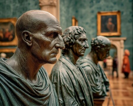 Bronze Busts In Art Gallery