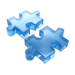 Fototapeta premium Transparent Blue Puzzle Pieces on White Background