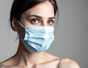 Woman Wearing Protective Face Mask.
