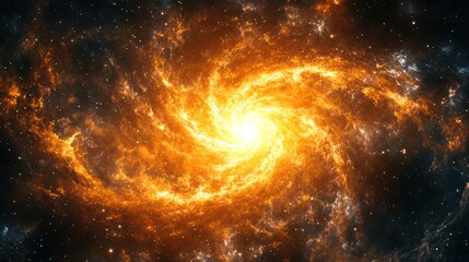 Fototapeta premium Fiery Spiral Galaxy in Deep Space
