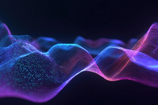 Abstract rendering of colorful, undulating data visualized as a glowing, textured waveform