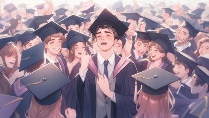 Diverse Group of Graduates Celebrating Graduation Day Together.