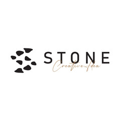 stone logo design natural river rock with symbol of balance relaxation and tranquility icon template design