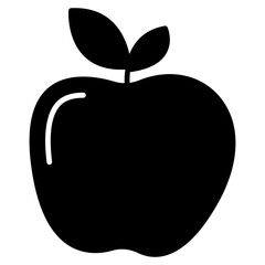 apple with leaf glyph icon
