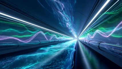 Futuristic energy tunnel seamless looping animation for technology backgrounds - Powered by Adobe