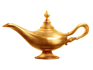 gold magic lamp icon, transparent background,.png
