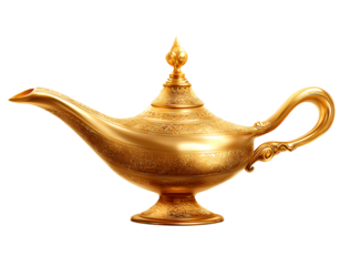 gold magic lamp icon, transparent background,.png