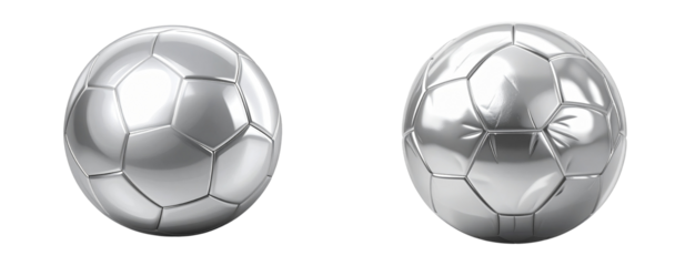 Futuristic Silver Soccer Ball Illustration, Transparent Background PNG