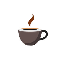 Obraz premium flat 2D icon vector illustrator of coffee cup with steam rising, with copy space, white background
