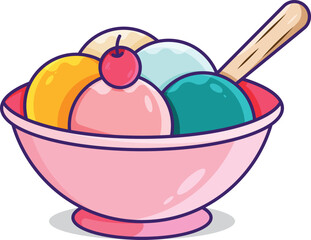 Illustration Bowl Ice Cream