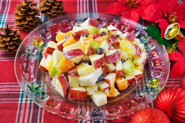 メキシコ　クリスマスのリンゴのサラダ　Mexico:Mexican apple salad　(Ensalada de manzana navideña, Ensalada navideña mexicana, Ensalada de manzana para Navidad,Ensalada navideña, Mexican Christmas Apple Salad) 