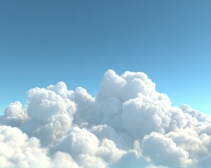 Fluffy Cumulus Clouds Against Blue Sky