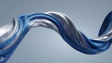 A dynamic, flowing design featuring a smooth, liquid-like blue ribbon with metallic silver accents against a neutral background. - Powered by Adobe