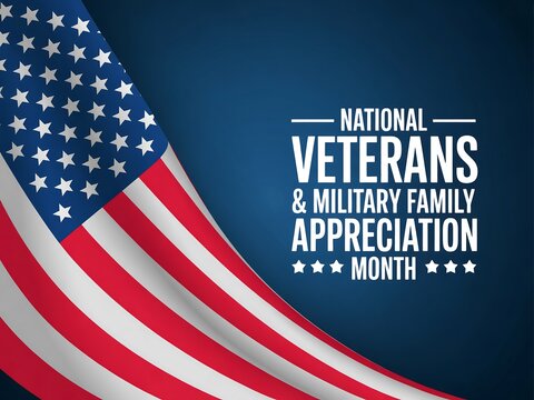 Honoring america s heroes national veterans and military family appreciation month with american flag