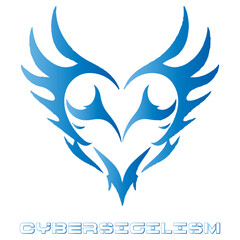 CyberSigilism Emblem A Futuristic Blue Heart