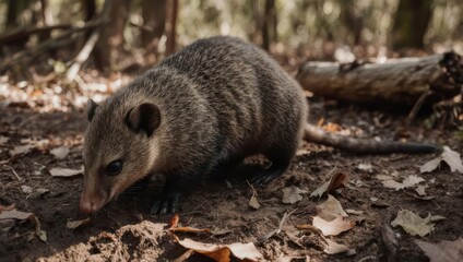 Naklejka premium A small, furry animal in a forest floor setting
