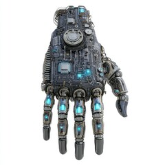 Futuristic Mechanical Hand With Glowing Components