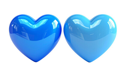  Blue heart bundle with glossy and flat styles, isolated on transparent background