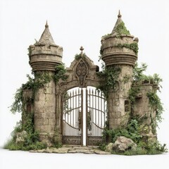 Ruined Stone Castle Gate With Ivy