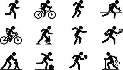 Sports and Recreation Stick Figure Icons Silhouette vector illustration