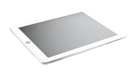 White tablet device isolated on transparent background, showcasing its modern design