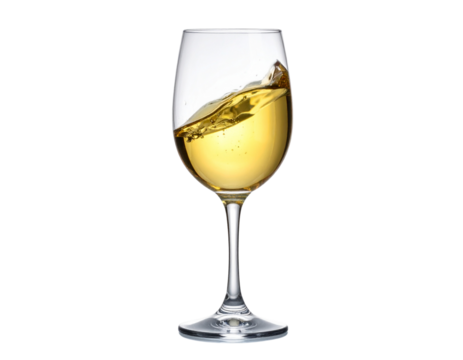  Elegant white wine glass with golden shine