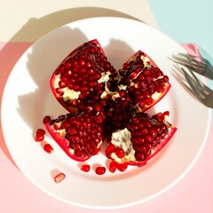 Pomegranate on a plate