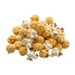 Pile of caramel and plain popcorn isolated on transparent background