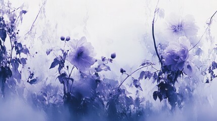 Naklejka premium Lavender-toned floral garden, softly focused